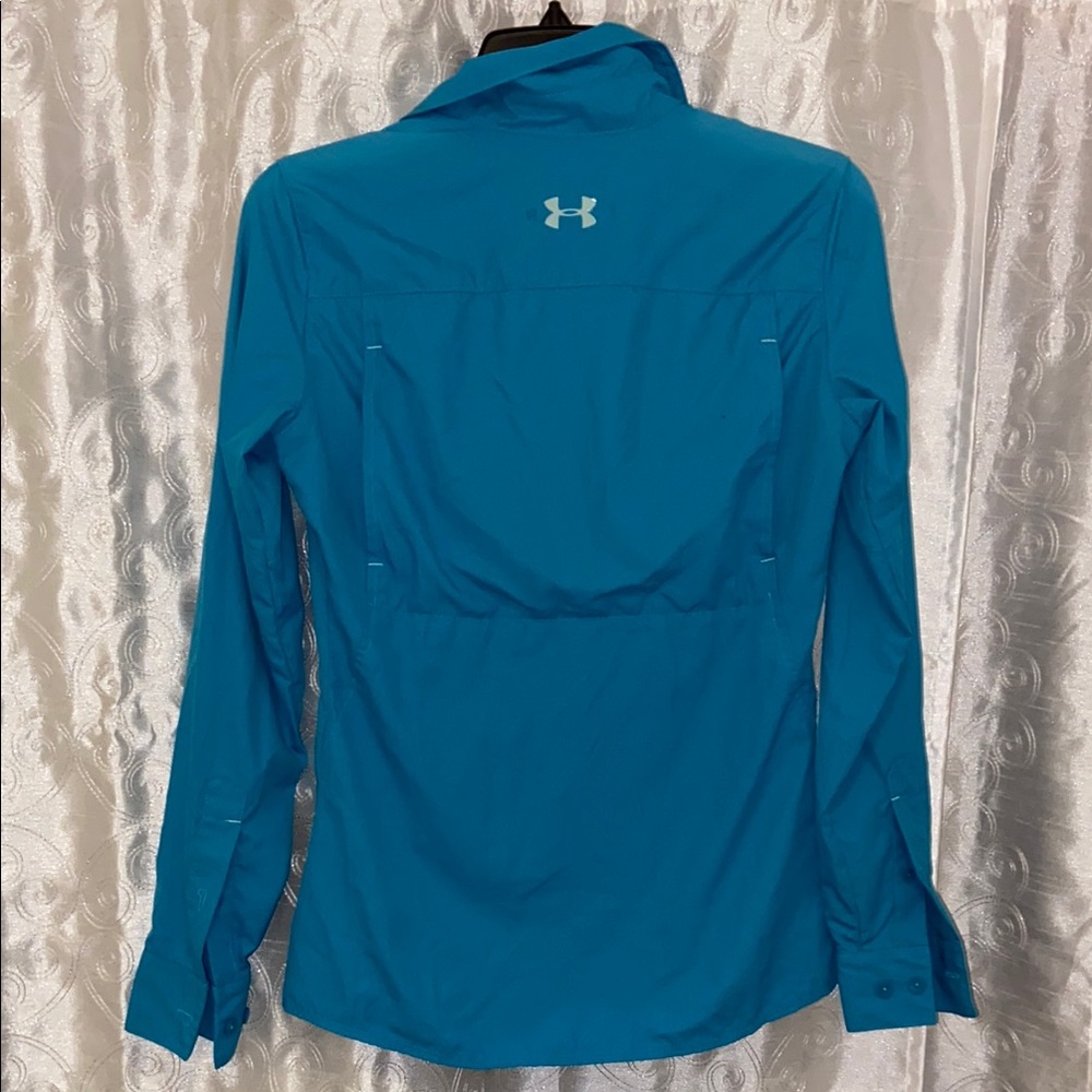Under Armour Women’s Semi Fitted Blue Long Sleeve Shirt Size XS 🔥 YB3 - Picture 4 of 4